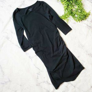 Isabel Maternity Black 3/4 Sleeve Scrunch Dress